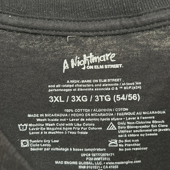 A nightmare on elm street graphic tee shirt sleeve crewneck plus size 3X T-shirt - Picture 2 of 4